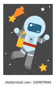 Cartoon vector illustration for children. Educational poster about space. Astronaut