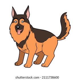 Cartoon vector illustration for children, German shepherd dog
