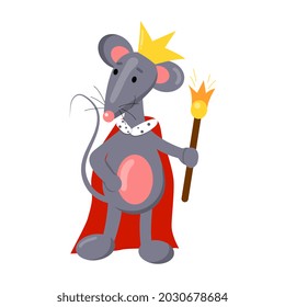 Cartoon vector illustration for children, mouse, rat king. isolated on a white background.