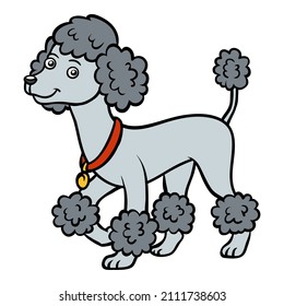 Cartoon vector illustration for children, Poodle dog