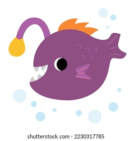 Cartoon vector illustration for children, sea animal cute Monkfish