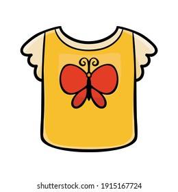 Cartoon vector illustration for children, T-shirt with a butterfly