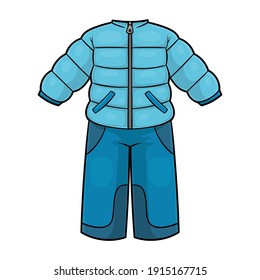 Ilustración vectorial de dibujos animados para niños, traje de nieve de invierno para niños