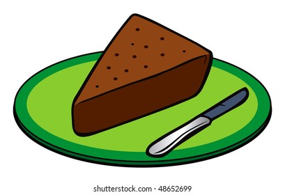 cartoon vector illustration chocolate cake plate