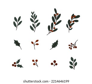 Dibujo vectorial de dibujos animados de ramas navideñas