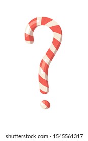 Cartoon vector illustration Christmas Candy Cane. Hand drawn sign font. Actual Creative Holidays sweet symbols question mark