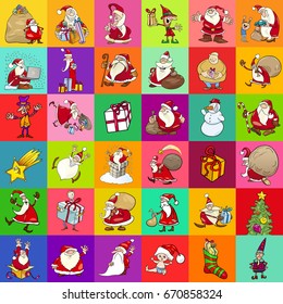 Cartoon Vector Illustration of Christmas Characters Pattern or Decorative Paper Design