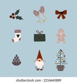 Cartoon vector illustration of the Christmas elements