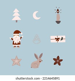 Cartoon vector illustration of the Christmas elements