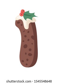 Cartoon vector illustration Christmas Pudding. Hand drawn font. Actual Creative Holidays bake alphabet and number 1