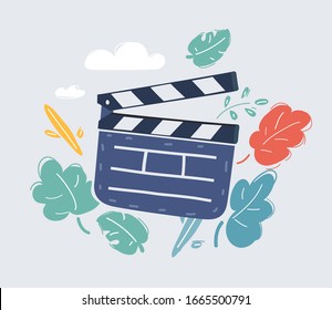 Cartoon vector illustration of Clapper board on white background movie making and cinema film industry creative concept on white background.