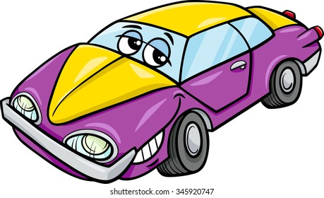 Cartoon Vector Illustration of Classic Oldschool Car Vehicle Character