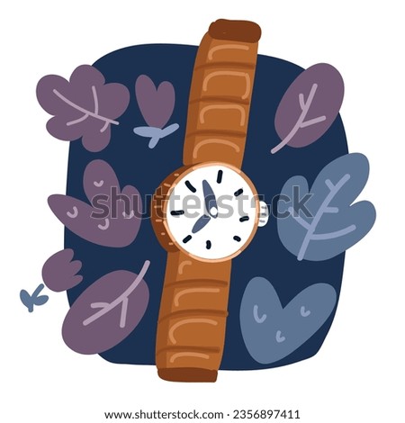 Cartoon vector illustration of Clock Business watch dark bachground