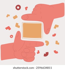 Cartoon vector illustration of close up hand framing