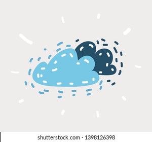 Cartoon vector illustration of Cloud icon on white background. Funny hand drawn picture. Object on isolated.