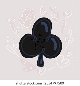 Cartoon vector illustration of Clubs suit concept.