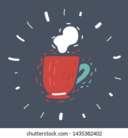 Cartoon vector illustration of Coffee mug icon isolated on dark background.