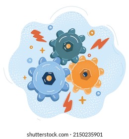 Ilustración vectorial de dibujos animados de engranajes de cogs