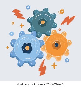 Cartoon vector illustration of cogs and gears