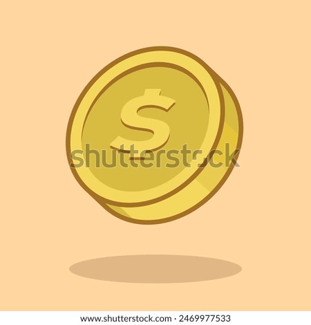 Cartoon Vector illustration Coin. Vector Coin. Gold coin vector illustration and icon for website and video game. old school retro.