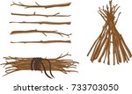 Cartoon vector illustration of collected brushwood wrapped in rope  isolated on white background
