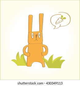 Cartoon vector illustration colored rabbit on a white background