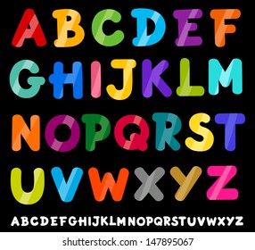 Cartoon Vector Illustration of Colorful Capital Letters Alphabet for Children Education
