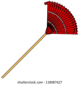Cartoon vector illustration of a common garden metal rake