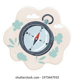 Cartoon vector illustration of compass