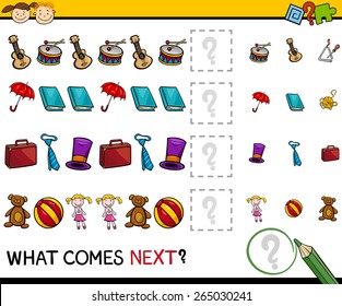 Cartoon Vector Illustration of Completing the Pattern Educational Game for Preschool Children