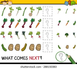 Cartoon Vector Illustration of Completing the Pattern Educational Game for Preschool Children