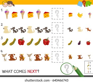 Cartoon Vector Illustration of Completing the Pattern Educational Activity for Children