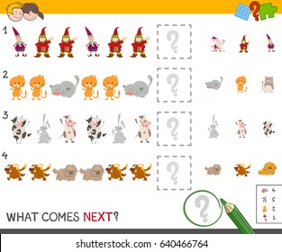 Cartoon Vector Illustration of Completing the Pattern Educational Activity for Kids