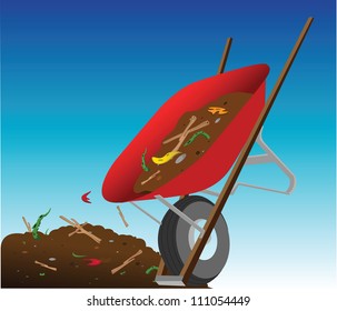 cartoon vector illustration of a compost heap