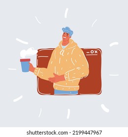 Cartoon vector illustration of Concept of on-line video chat app, internet talk, call technology.