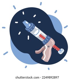 Cartoon vector illustration of Confectionery syringe over dark background