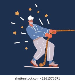 Dibujo vectorial de la competencia desafiar a la cuerda floja para la competencia, la batalla en equipo, la guerra en grupos de personas o el conflicto por un fondo oscuro