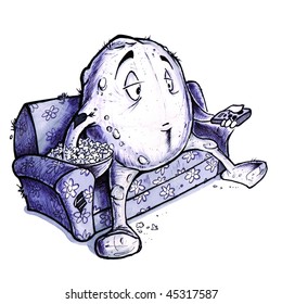 cartoon vector illustration couch potato