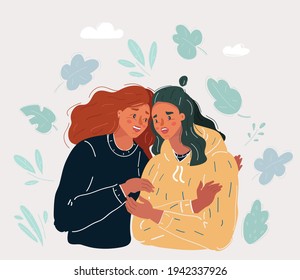 Cartoon vector illustration of couple Hanging out together in the park. Friends talk and support concept.