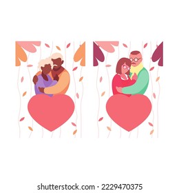 cartoon vector illustration of couple, heart, on white background, top view. perfect for social media, celebrating valentine day, etc.