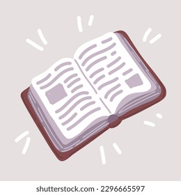 Dibujo vectorial de caricatura del libro abierto cubierto aislado. Ilustración del vector