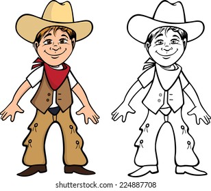 Cartoon Vector Illustration Of A Cowboy Kid