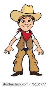 cartoon vector illustration of a cowboy kid