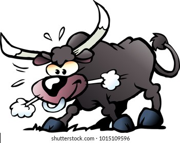 Cartoon Vector illustration of a crazy and angry Bull