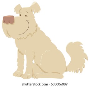 Cartoon Vector Illustration of Cream Shaggy Dog Animal Character