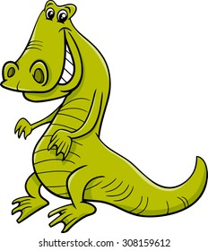 Cartoon Vector Illustration of Crocodile or Alligator Reptile Animal