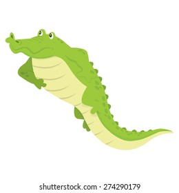 A cartoon vector illustration of a crocodile lying down and relaxing.