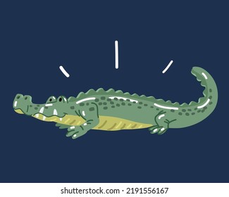 Cartoon vector illustration of Crocodile over dark backround