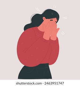 Cartoon vector illustration of crying woman