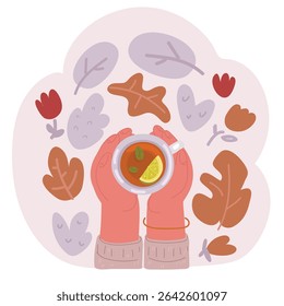 Ilustración vectorial de dibujos animados de tazas de café vista superior